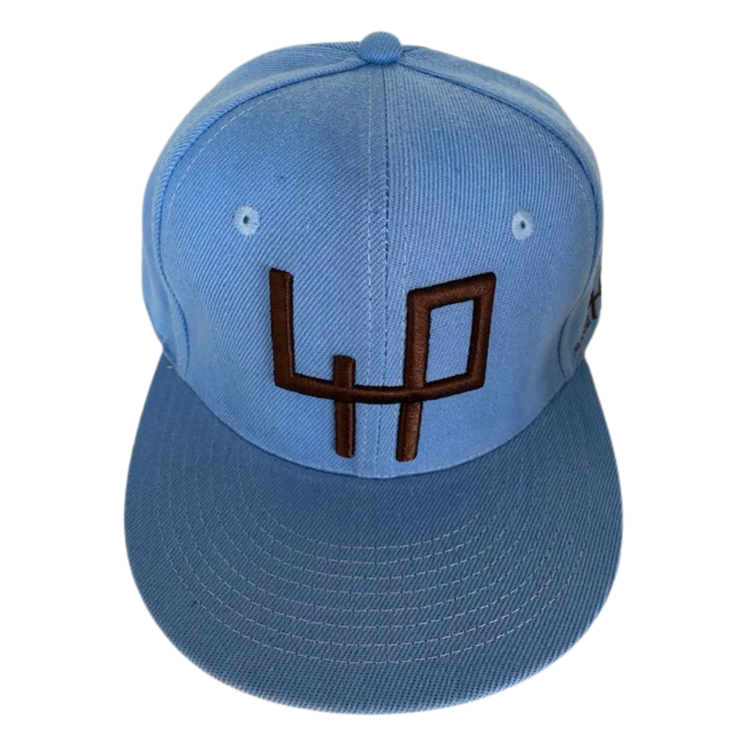 Original baseball cap style - Blue background and chocolate brown logo 