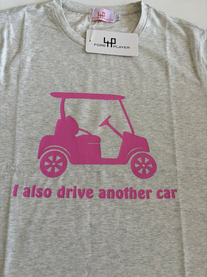 Drive Me!" Limited Edition Golf T-Shirt – 4P Collection | Grey with Pink Print