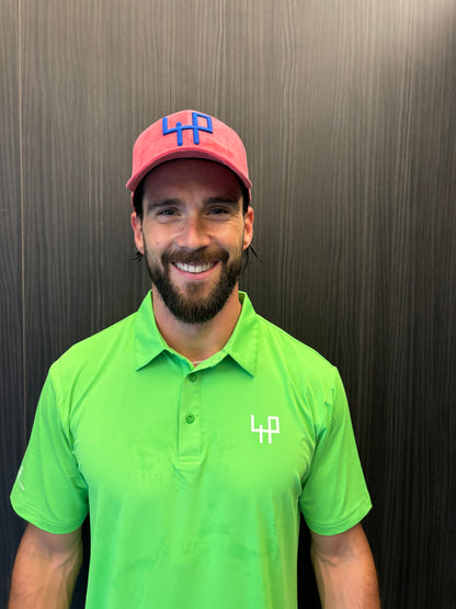 front design of Flashy Green Golf Polo Shirt showing tailored fit and performance fabric