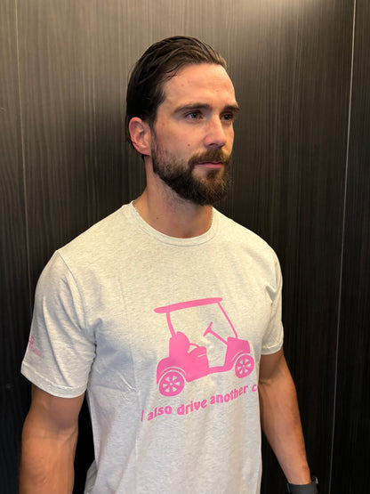 Drive Me!" Limited Edition Golf T-Shirt – 4P Collection | Grey with Pink Print