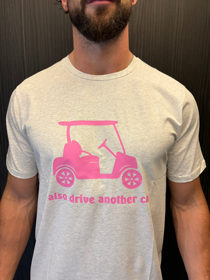 Drive Me!" Limited Edition Golf T-Shirt – 4P Collection | Grey with Pink Print