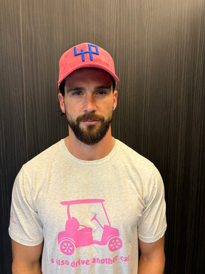 Drive Me!" Limited Edition Golf T-Shirt – 4P Collection | Grey with Pink Print