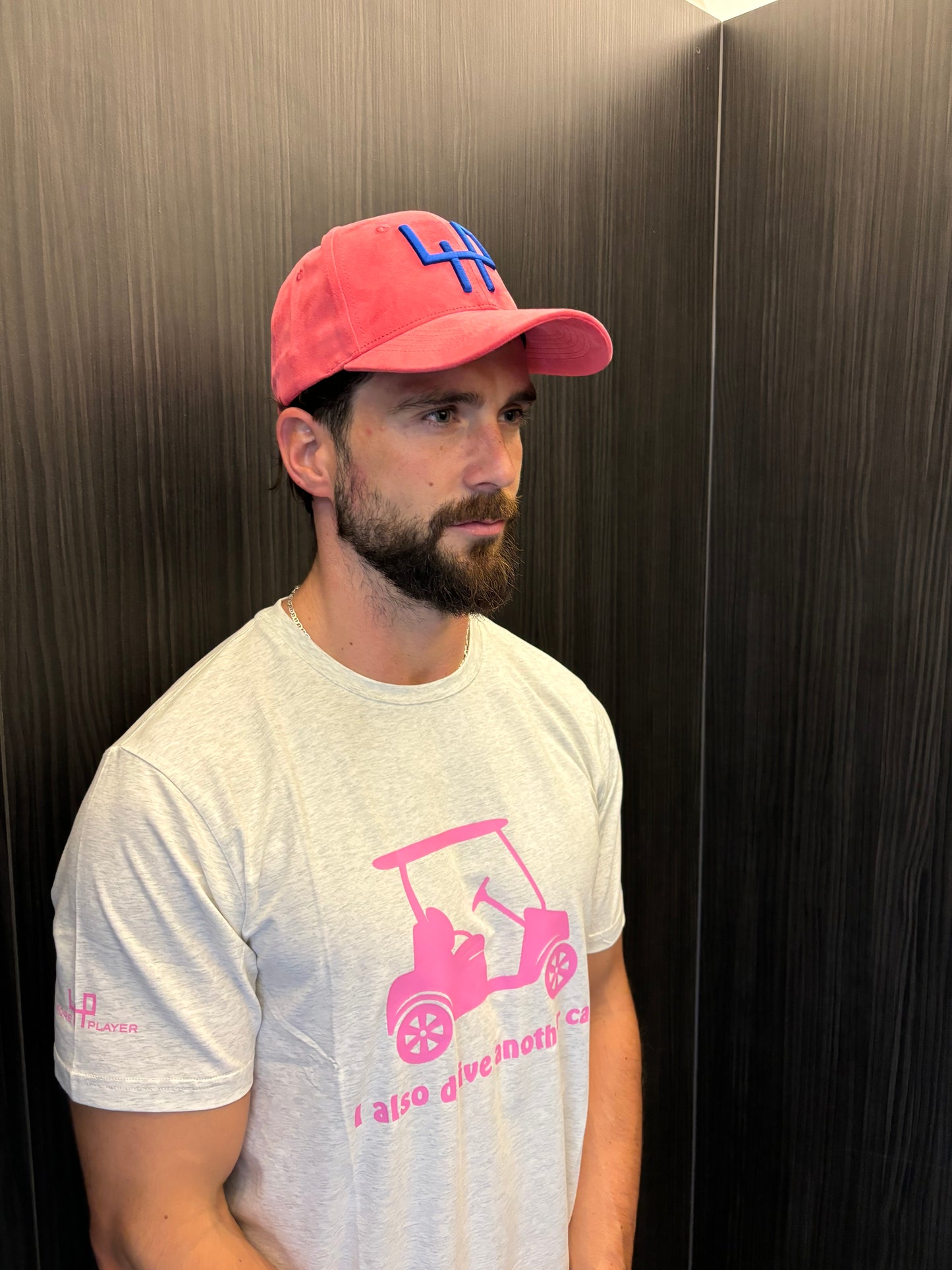 Drive Me!" Limited Edition Golf T-Shirt – 4P Collection | Grey with Pink Print