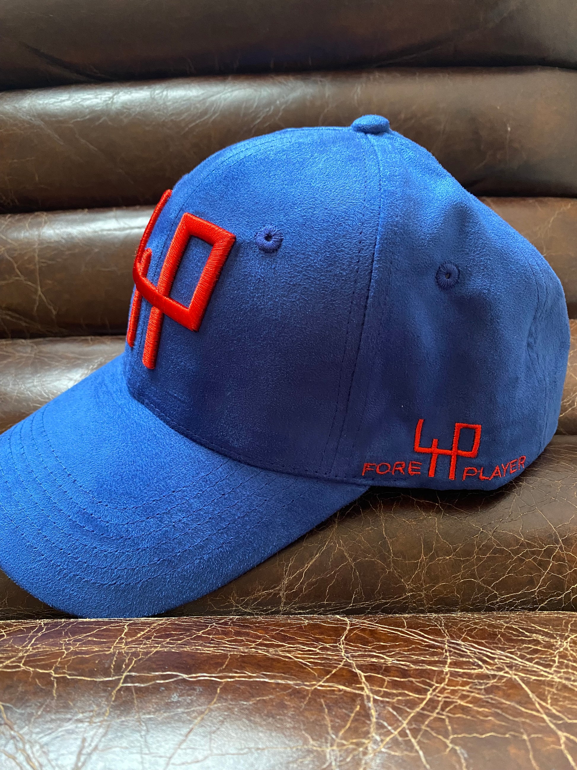 Limited Edition Blue Golf Cap in Soft Suede - fits larger head size