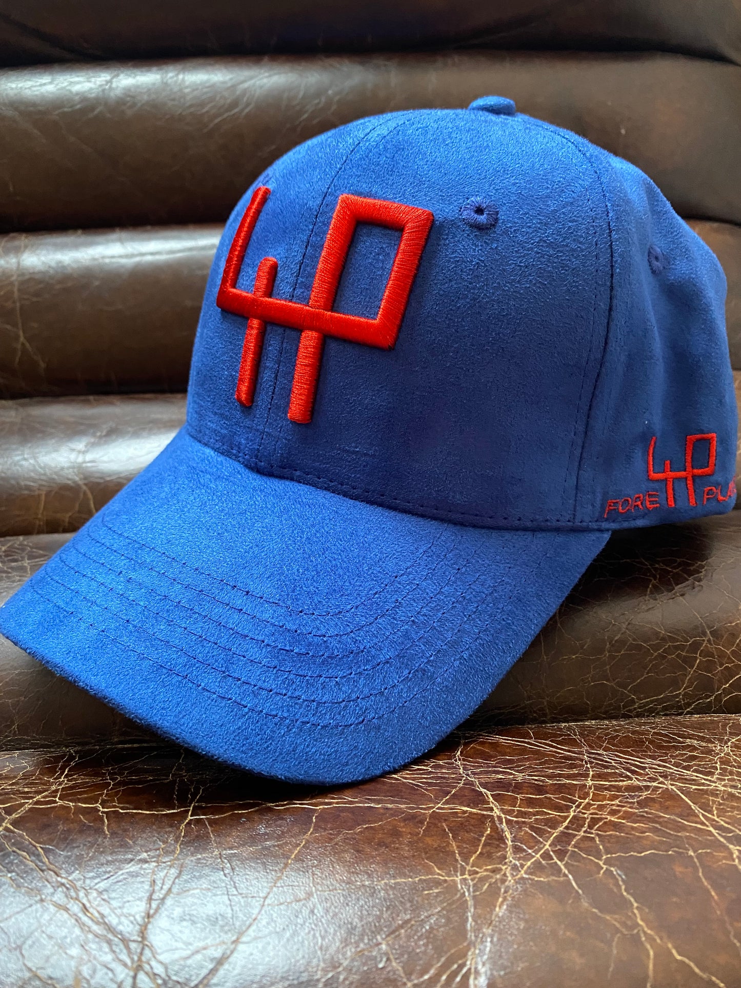 Limited Edition Blue Golf Cap in Soft Suede - fits larger head size