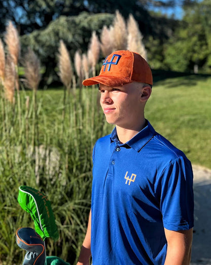 EXCLUSIVE ORANGE GOLF CAP IN SUEDE / 3 pieces left