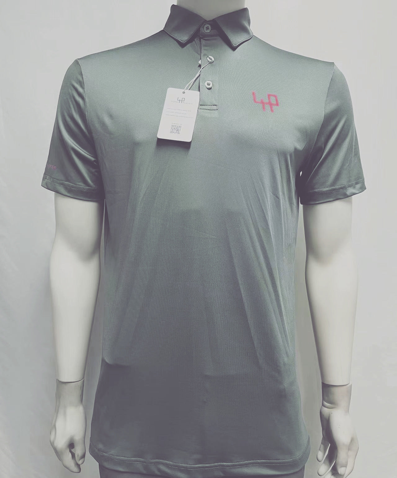 grey-polo-pink logo front-view