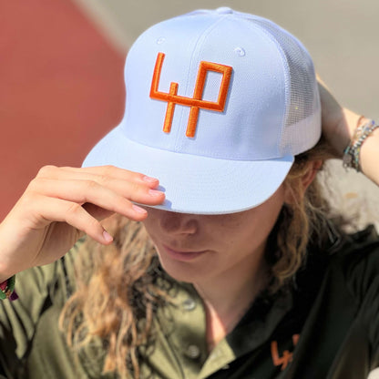 Flat Brim white background  Logo in 3D orange color - It's not a brand, it's an attitude!