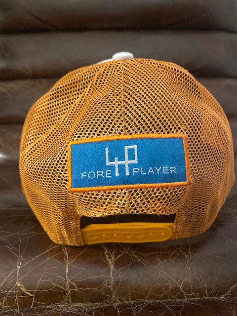 4P Summer Golf Cap White & Orange